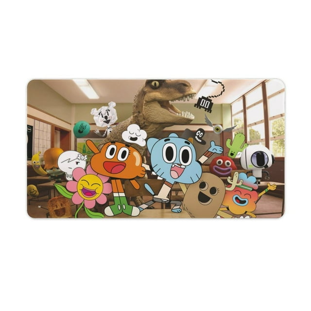 Amazing World of Gumball Large Gaming Mouse Pad for Desk, Big Mouse Pad Gaming Desk Mat, Mousepad Desk Pad with Non-Slip Base And Stitched Edges, Keyboard Mouse Mat for Home Office Work