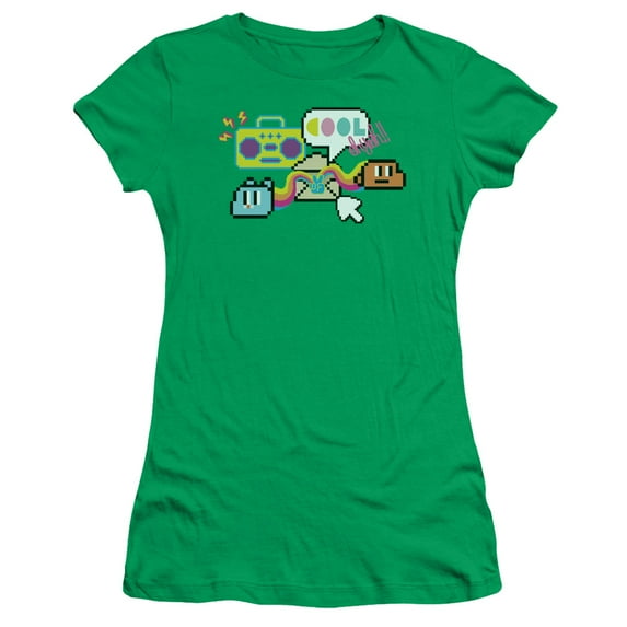 Amazing World Of Gumball Cool Oh Yeah S/S Junior Women's T-Shirt Sheer Kelly Green