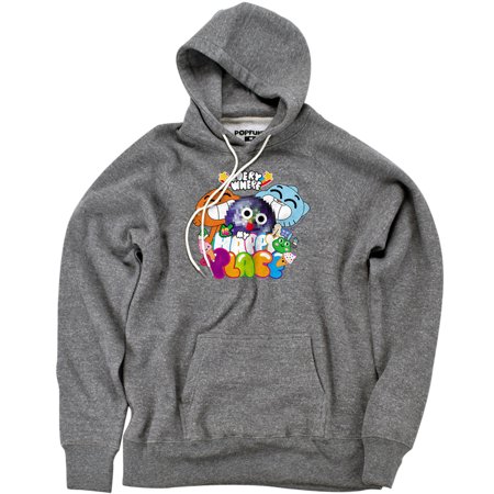Amazing World Of Gumball Happy Place Unisex Adult Slim Fit Pull-Over Heather Hoodie, Athletic Heather, Small