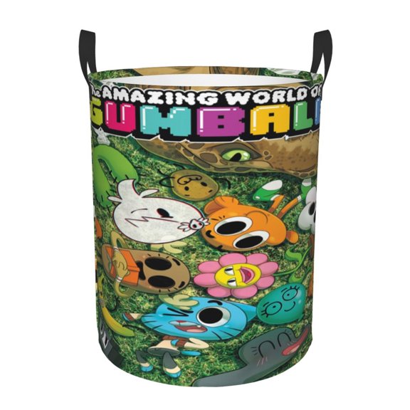 Amazing World of Gum-bal Laundry Hamper Laundrys Basket Large Waterproof Foldable with Handles Circular Storage Clothes Bag for Bathroom/Bedroom/Dorm