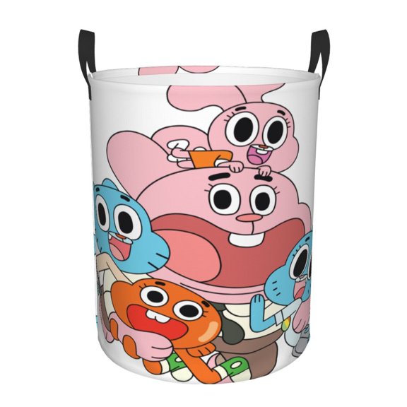 Amazing World of Gum-bal Laundry Hamper Laundrys Basket Large Waterproof Foldable with Handles Circular Storage Clothes Bag for Bathroom/Bedroom/Dorm