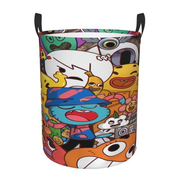 Amazing World of Gum-bal Laundry Hamper Laundrys Basket Large Waterproof Foldable with Handles Circular Storage Clothes Bag for Bathroom/Bedroom/Dorm