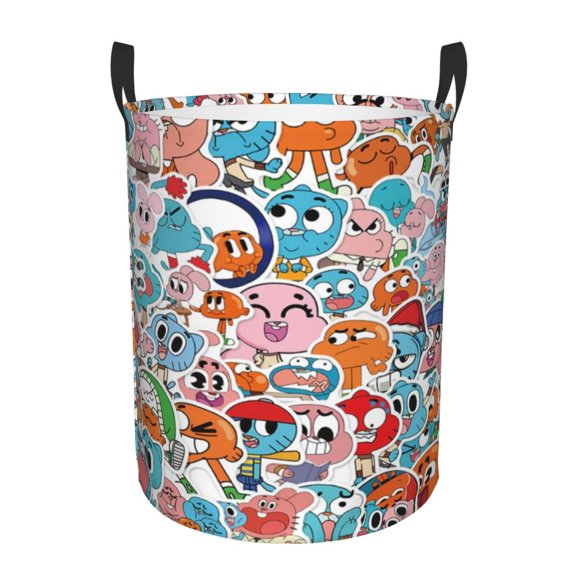 Amazing World of Gum-bal Laundry Hamper Laundrys Basket Large Waterproof Foldable with Handles Circular Storage Clothes Bag for Bathroom/Bedroom/Dorm