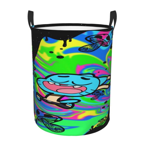 Amazing World of Gum-bal Laundry Hamper Laundrys Basket Large Waterproof Foldable with Handles Circular Storage Clothes Bag for Bathroom/Bedroom/Dorm