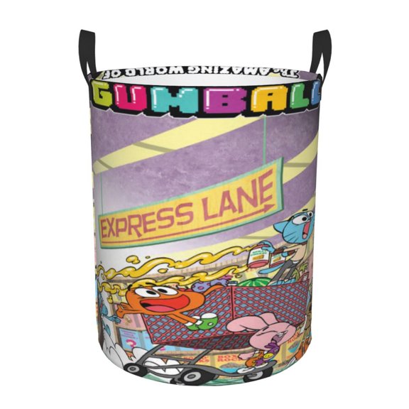 Amazing World of Gum-bal Laundry Hamper Laundrys Basket Large Waterproof Foldable with Handles Circular Storage Clothes Bag for Bathroom/Bedroom/Dorm