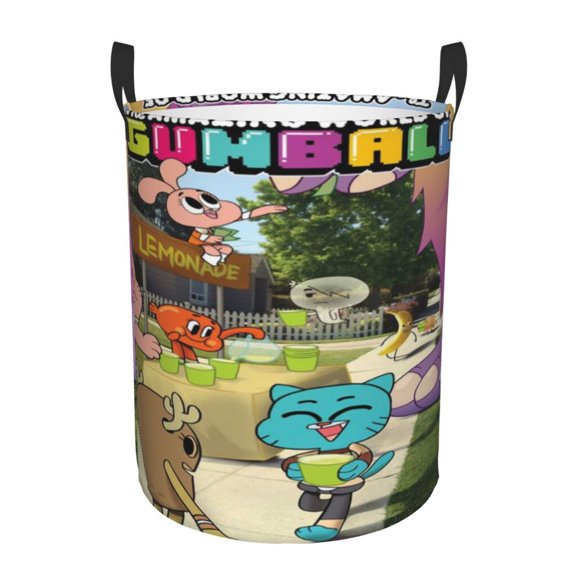 Amazing World of Gum-bal Laundry Hamper Laundrys Basket Large Waterproof Foldable with Handles Circular Storage Clothes Bag for Bathroom/Bedroom/Dorm