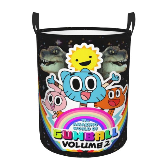 Amazing World of Gum-bal Laundry Hamper Laundrys Basket Large Waterproof Foldable with Handles Circular Storage Clothes Bag for Bathroom/Bedroom/Dorm