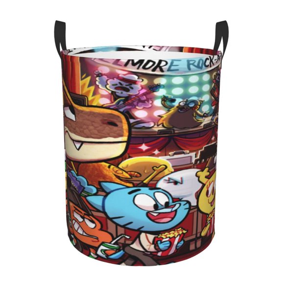 Amazing World of Gum-bal Laundry Hamper Laundrys Basket Large Waterproof Foldable with Handles Circular Storage Clothes Bag for Bathroom/Bedroom/Dorm