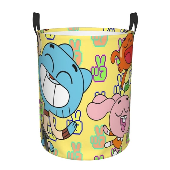 Amazing World of Gum-bal Laundry Hamper Laundrys Basket Large Waterproof Foldable with Handles Circular Storage Clothes Bag for Bathroom/Bedroom/Dorm