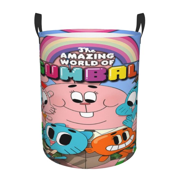 Amazing World of Gum-bal Laundry Hamper Laundrys Basket Large Waterproof Foldable with Handles Circular Storage Clothes Bag for Bathroom/Bedroom/Dorm