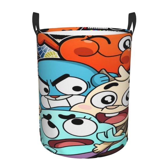 Amazing World of Gum-bal Laundry Hamper Laundrys Basket Large Waterproof Foldable with Handles Circular Storage Clothes Bag for Bathroom/Bedroom/Dorm