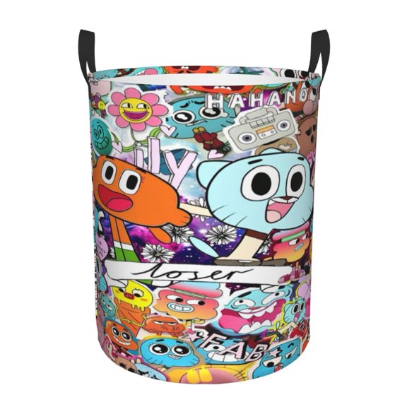 Amazing World of Gum-bal Laundry Hamper Laundrys Basket Large Waterproof Foldable with Handles Circular Storage Clothes Bag for Bathroom/Bedroom/Dorm