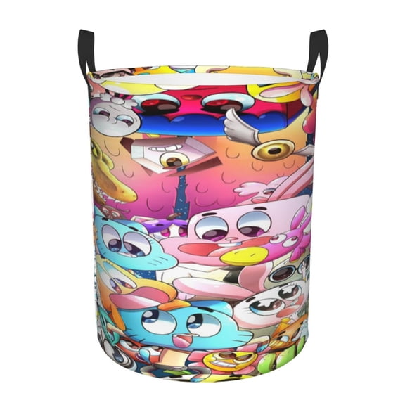 Amazing World of Gum-bal Laundry Hamper Laundrys Basket Large Waterproof Foldable with Handles Circular Storage Clothes Bag for Bathroom/Bedroom/Dorm