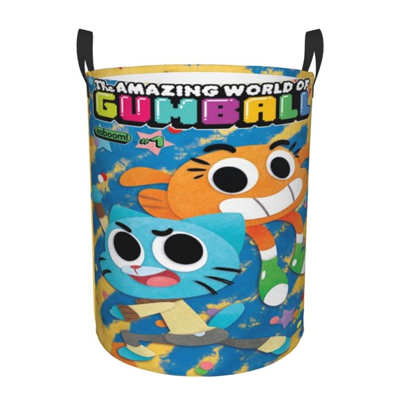 Amazing World of Gum-bal Laundry Hamper Laundrys Basket Large Waterproof Foldable with Handles Circular Storage Clothes Bag for Bathroom/Bedroom/Dorm