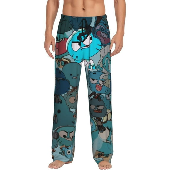 Amazing World Of Gumball Men's Pajama Pant Soft Comfy Lounge Pj Bottoms Loose Elastic Waistband Adult Sleep Pants with Pockets Drawstring