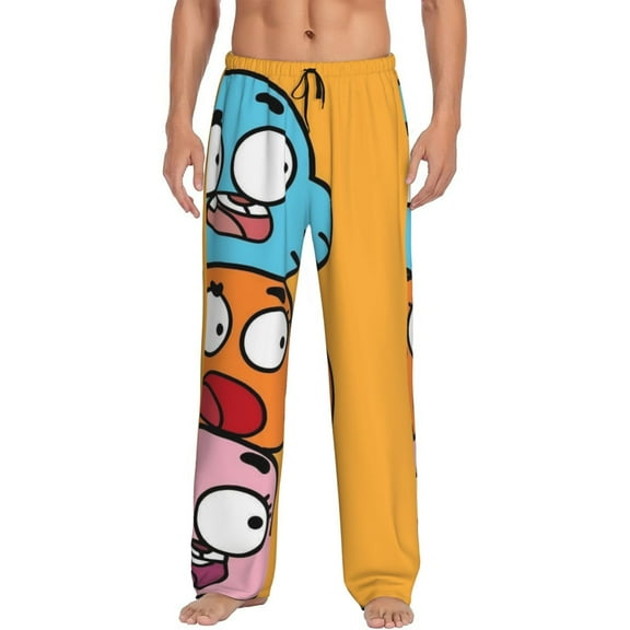 Amazing World Of Gumball Men's Pajama Pant Soft Comfy Lounge Pj Bottoms Loose Elastic Waistband Adult Sleep Pants with Pockets Drawstring