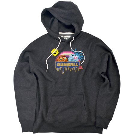 Amazing World Of Gumball Sunshine Unisex Adult Slim Fit Pull-Over Heather Hoodie, Charcoal, Small