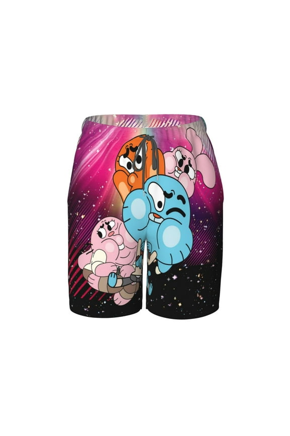 Amazing World of Gum-bal Swim Trunks for Boys Beach Short with Drawstring Swimsuit Pants