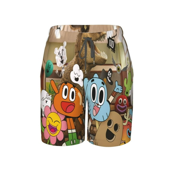 Amazing World of Gum-bal Swim Trunks for Boys Beach Short with Drawstring Swimsuit Pants