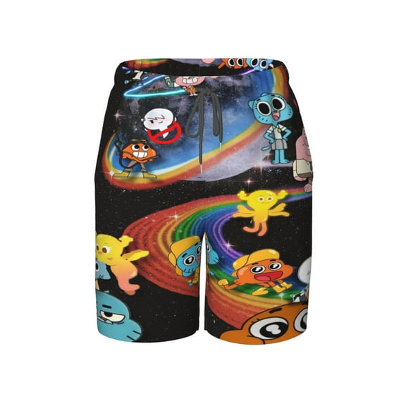 Amazing World of Gum-bal Swim Trunks for Boys Beach Short with Drawstring Swimsuit Pants