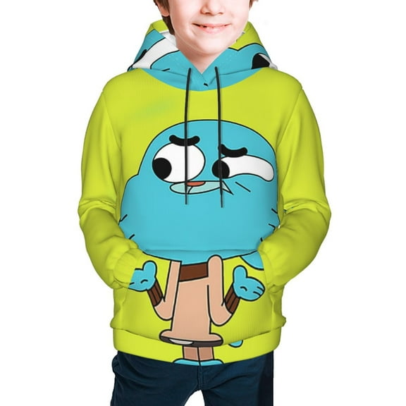 Amazing World Of Gumball Teen Boys Girls Hoodies Cartoon Graphic Hooded Sweatshirts Casual Pocket Pullover Coat for Kids