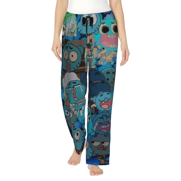 Amazing World Of Gumball Women's Pajama Pants Comfy Casual Loose Sleep Bottoms Pants Drawstring Wide Leg Long Lounge Pants