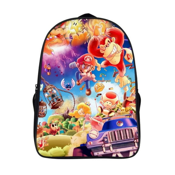 Amazing World Super Mario Bros Movie Basic Backpack Schoolbag Travel Bag 2 Compartment Bookbag Laptop Daypack Satchel Rucksack 16 Inch