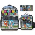 thumbnail image 1 of Amazing World of Gumball 3Pcs Backpack Sets Bookbag with Lunch Bag And Pencil Case for Office Travel Work, 1 of 9
