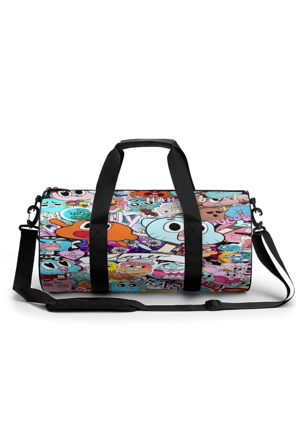 Amazing World of Gumball Gym Bag Cartoon Printed Gym Bag cylinder Gym Bag Sports Luggage Bag weekend Luggage Bag