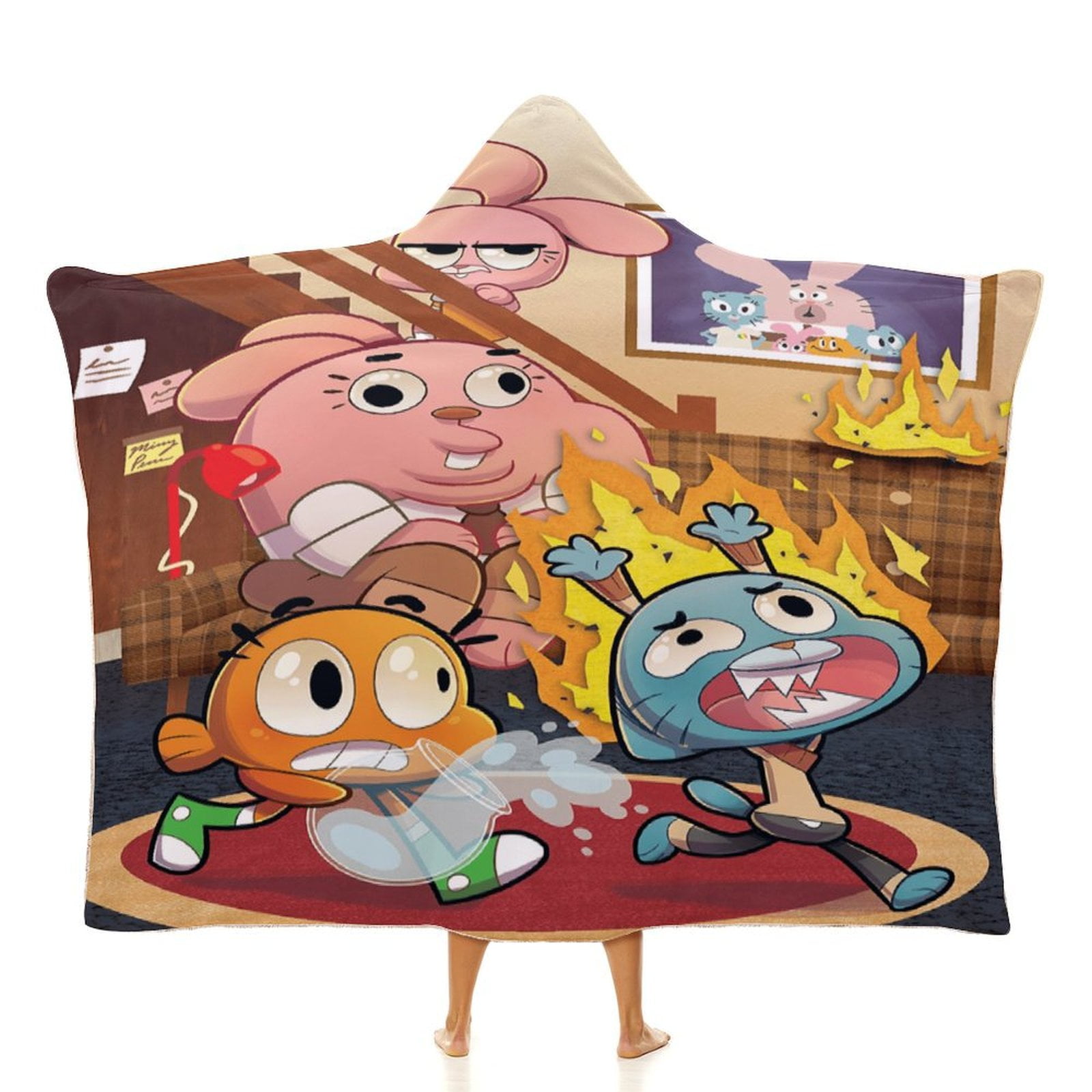 Amazing World of Gumball Hooded Blanket Poncho, Wearable Hooded Blanket Cozy Soft Warm Plush