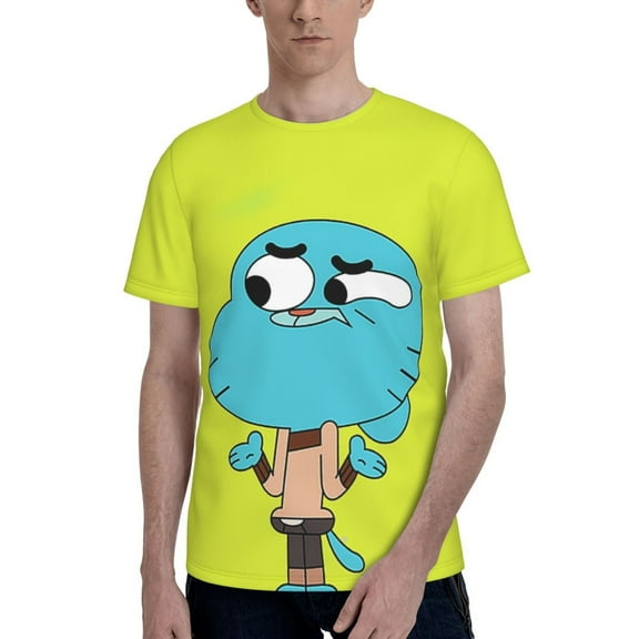 Amazing World of Gumball Men's T Shirts Cartoon Graphic Short Sleeve Tees Novelty Casual Unisex Adults Tee Shirt Tops