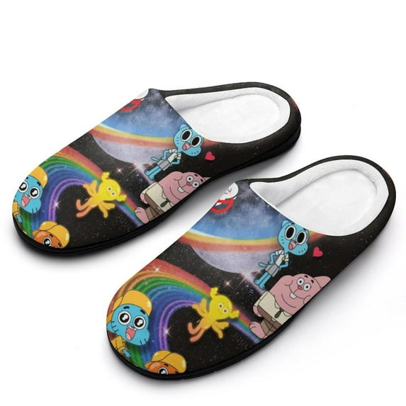 Amazing World of Gumball Mens Cozy Memory Foam Slippers Slip On Warm House Shoes Indoor/Outdoor Scuff