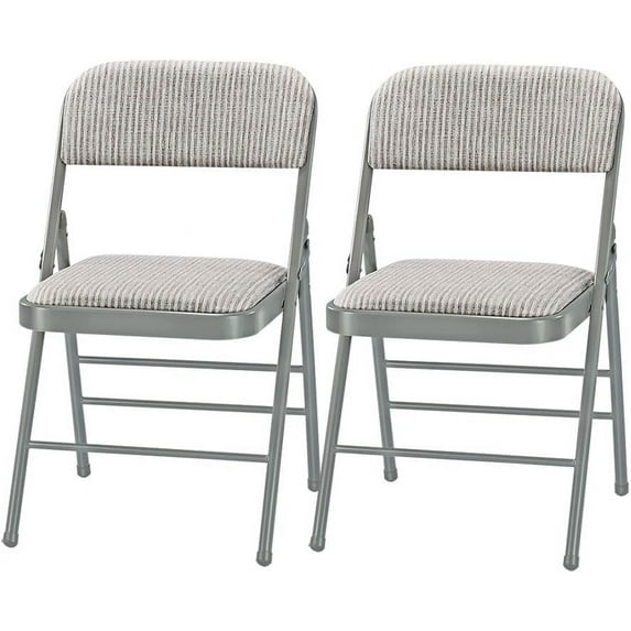 Amazing for less Pack of 2 (Fabric/Vinyl) Steel Frame Metal Foam Padded Folding Chairs (Black, Gray, White) (2-Pack - Fabric White)