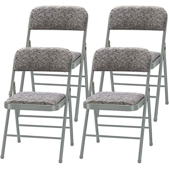 Amazing for less Pack of 4 (Fabric/Vinyl) Steel Frame Metal Foam Padded Folding Chairs (Black, Gray, White)
