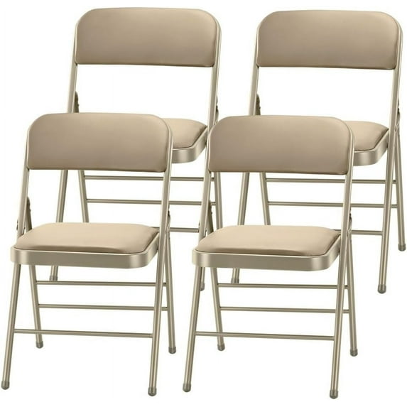 Amazing for less Pack of 4 (Fabric/Vinyl) Steel Frame Metal Foam Padded Folding Chairs (Black, Gray, White)