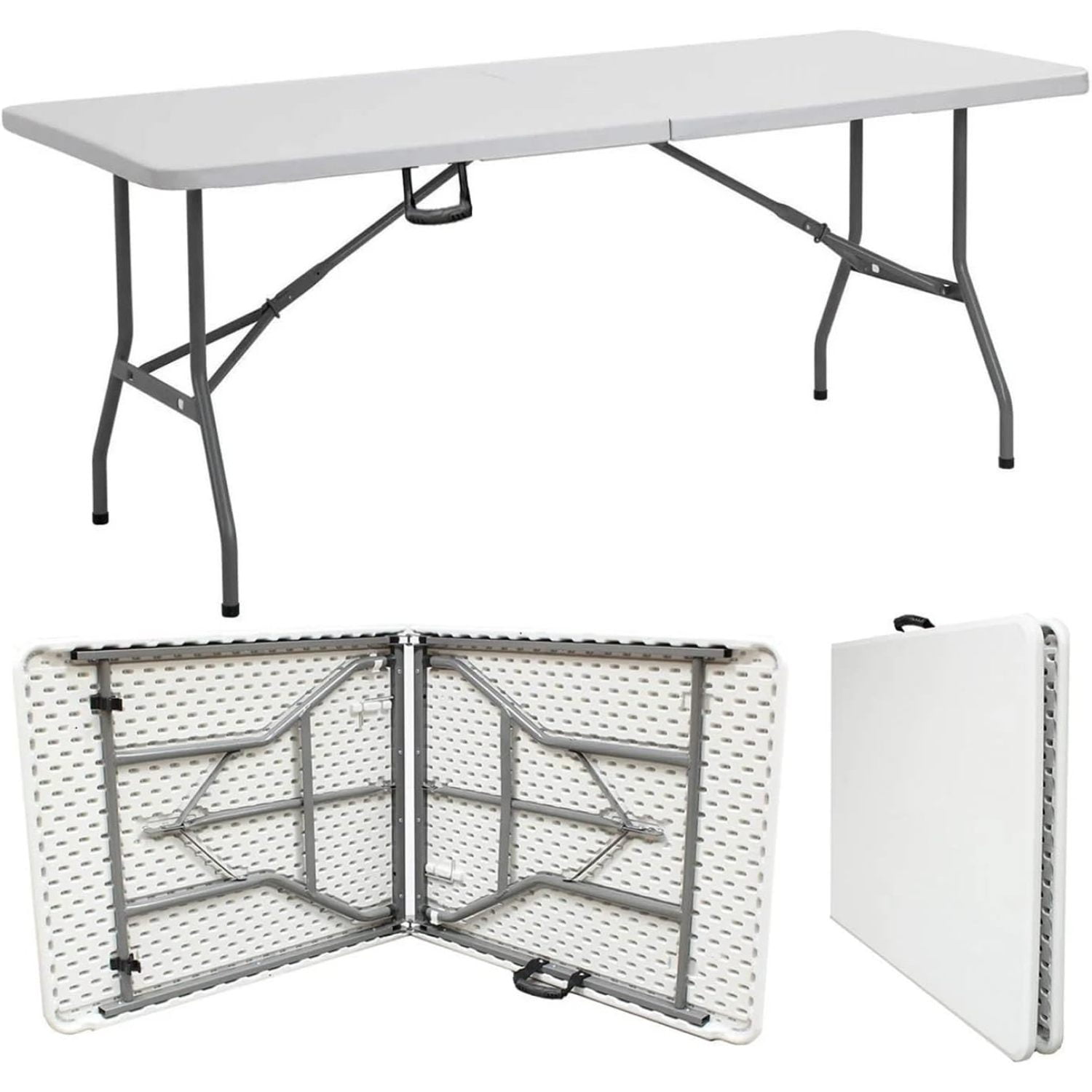 Amazing for less 8ft Folding Table White Plastic Folding Table Portable ...