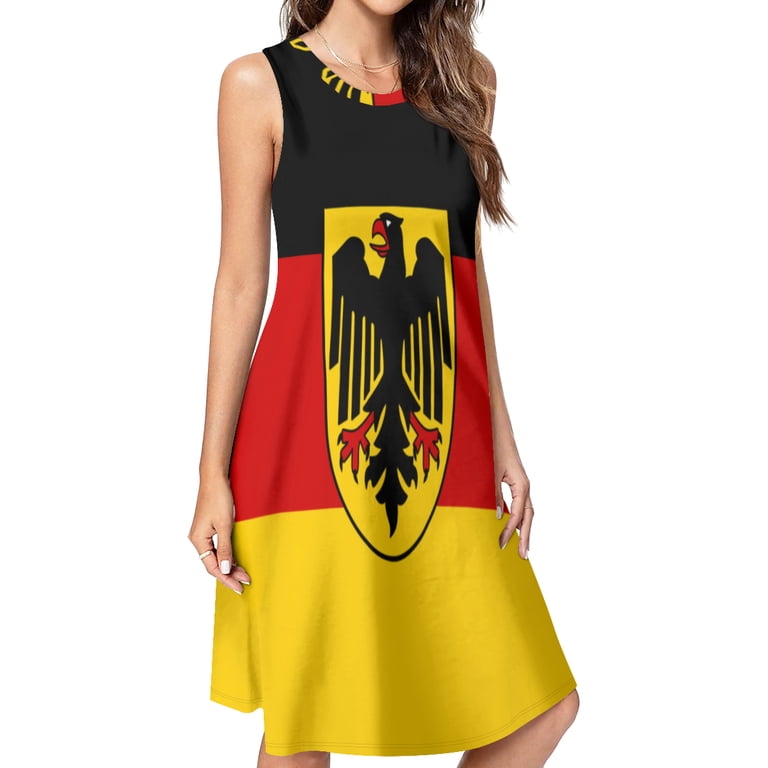 Amazing vector of German flag Spring Summer Dresses for Women Fashion T-shirt Dress Casual Sleeveless Loose Sundress with Pockets