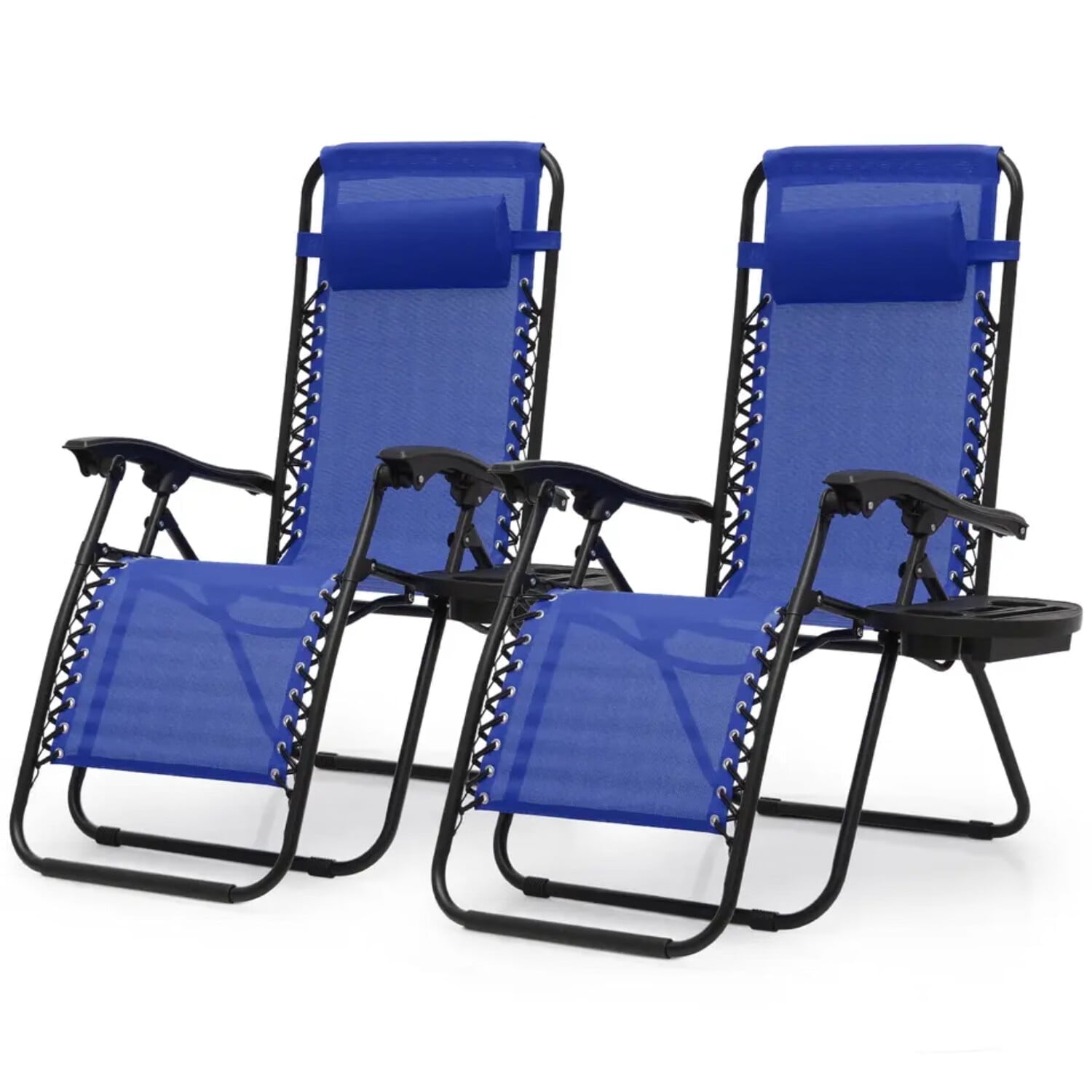 Blue Adjustable Zero Gravity Outdoor Lounger Set with Side Table