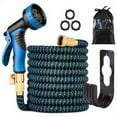 thumbnail image 1 of Expandable Garden Hose 150ft Flexible Water Hoses for Outside with 8-Pattern Spray Nozzle Upgraded No-Kink Expanding Garden Hose(Black/Blue), 1 of 9