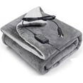 thumbnail image 1 of AmazingForLess Gray Faux Sherpa 12V Heated Fleece Car Blanket with Controller, 1 of 7