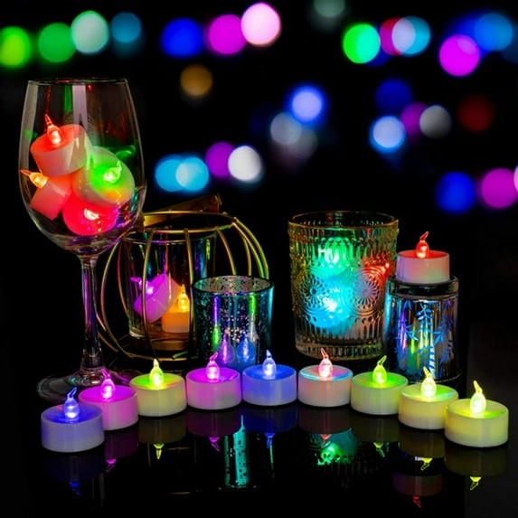 Amazingfashion Color Changing LED Tea Lights, Flameless Candles, Multicolor, 6 Count