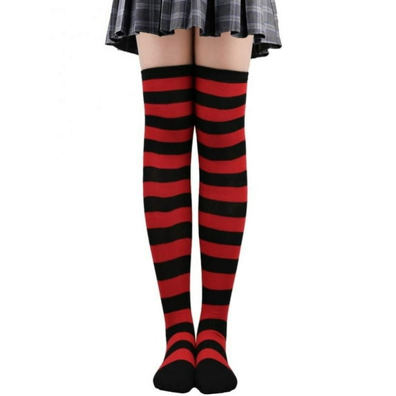 Amazingfashion Women's Stockings, Striped Over the Knee Stockings Halloween Cosplay Party Socks Anime Academy Wind Socks