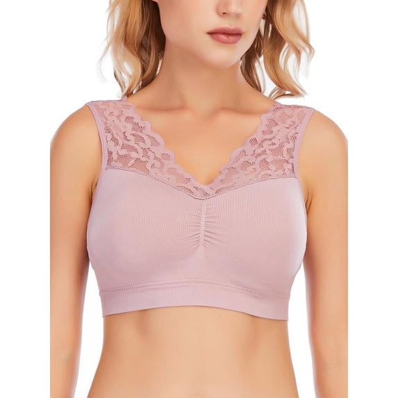 Amazingfashion Womens Active Bras, Lace Vest-style Sports Underwear Beauty Back No Steel Ring Bras