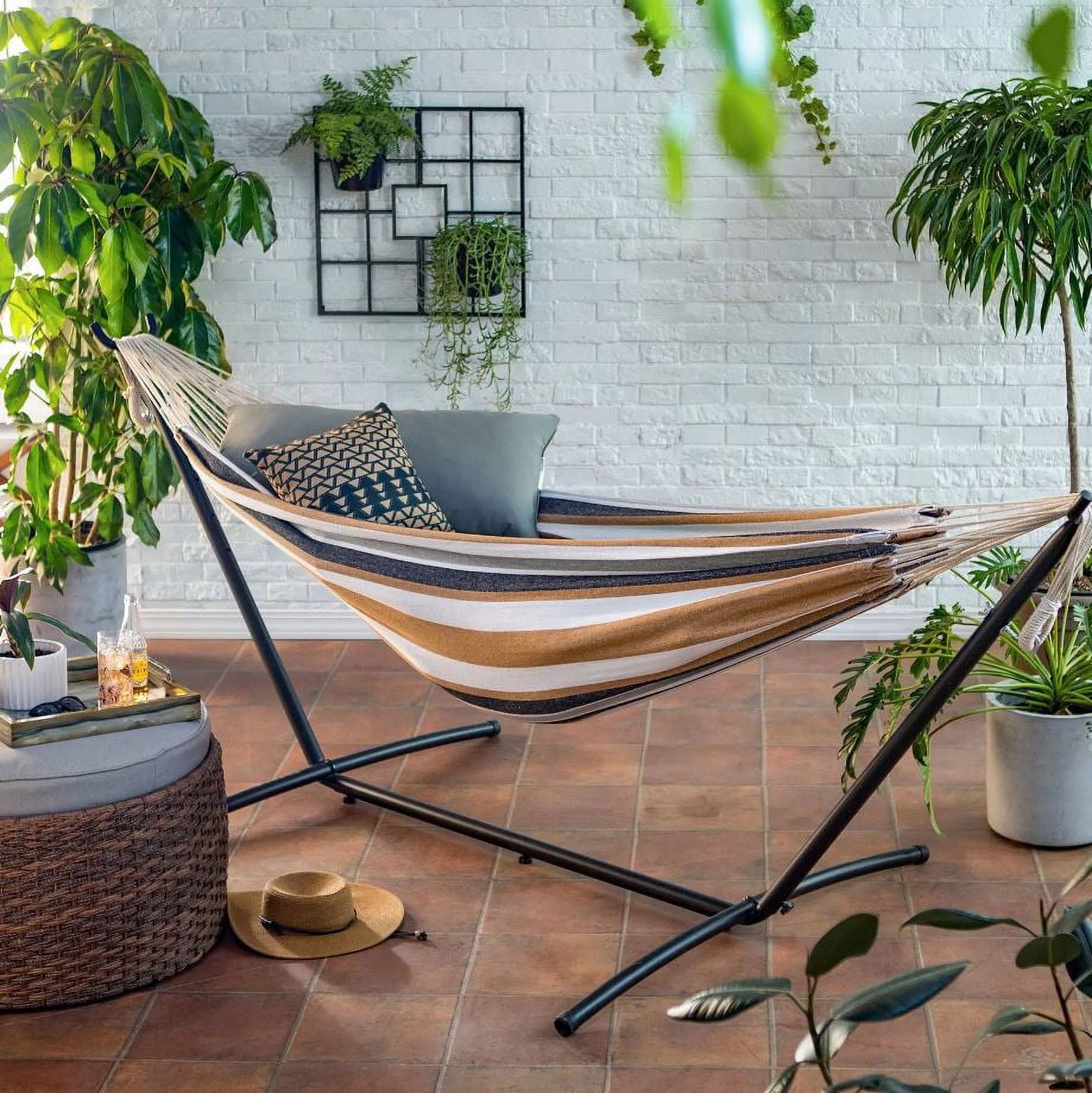Amazingforless Premium 2 Person Portable Hammock with Premium Canvas and 450 LB Capacity Metal Stand Great for Patio Beach Camping Tailgate Walmart