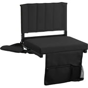 Amazingforless Stadium Seat for Bleachers with Padded Cushion Foldable Stadium Chairs with Strap and Cup Holder -Black