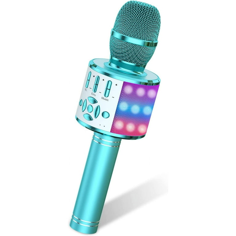 Amazmic Kids Karaoke Microphone Machine Toy Bluetooth Microphone Portable  Wireless Karaoke Machine Handheld with LED Lights, Gift for Children Adults