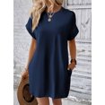 Amazon 2024 European and American new casual solid color round neck