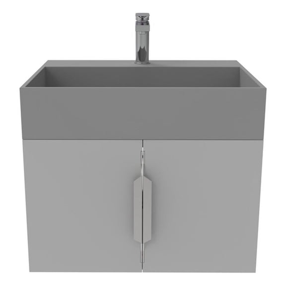 Amazon 24" Gray Wood Floating Vanity with Gray Top and Chrome Trim