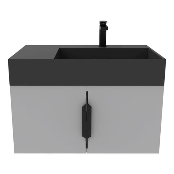 Amazon 30" Gray Wood Floating Vanity with Black Top and Black Trim
