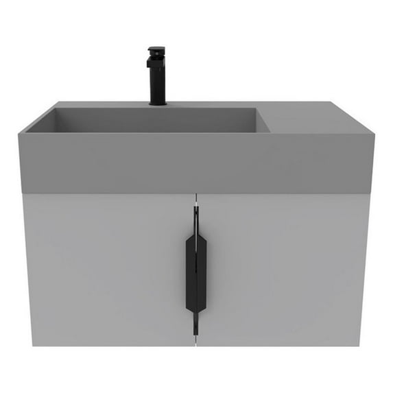 Amazon 30" Gray Wood Floating Vanity with Gray Top and Black Trim